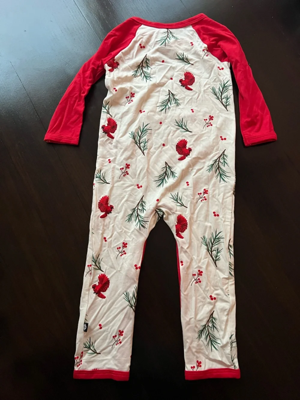 New - Kyte Baby Red & White Cardinal Print Raglan Baby Romper
